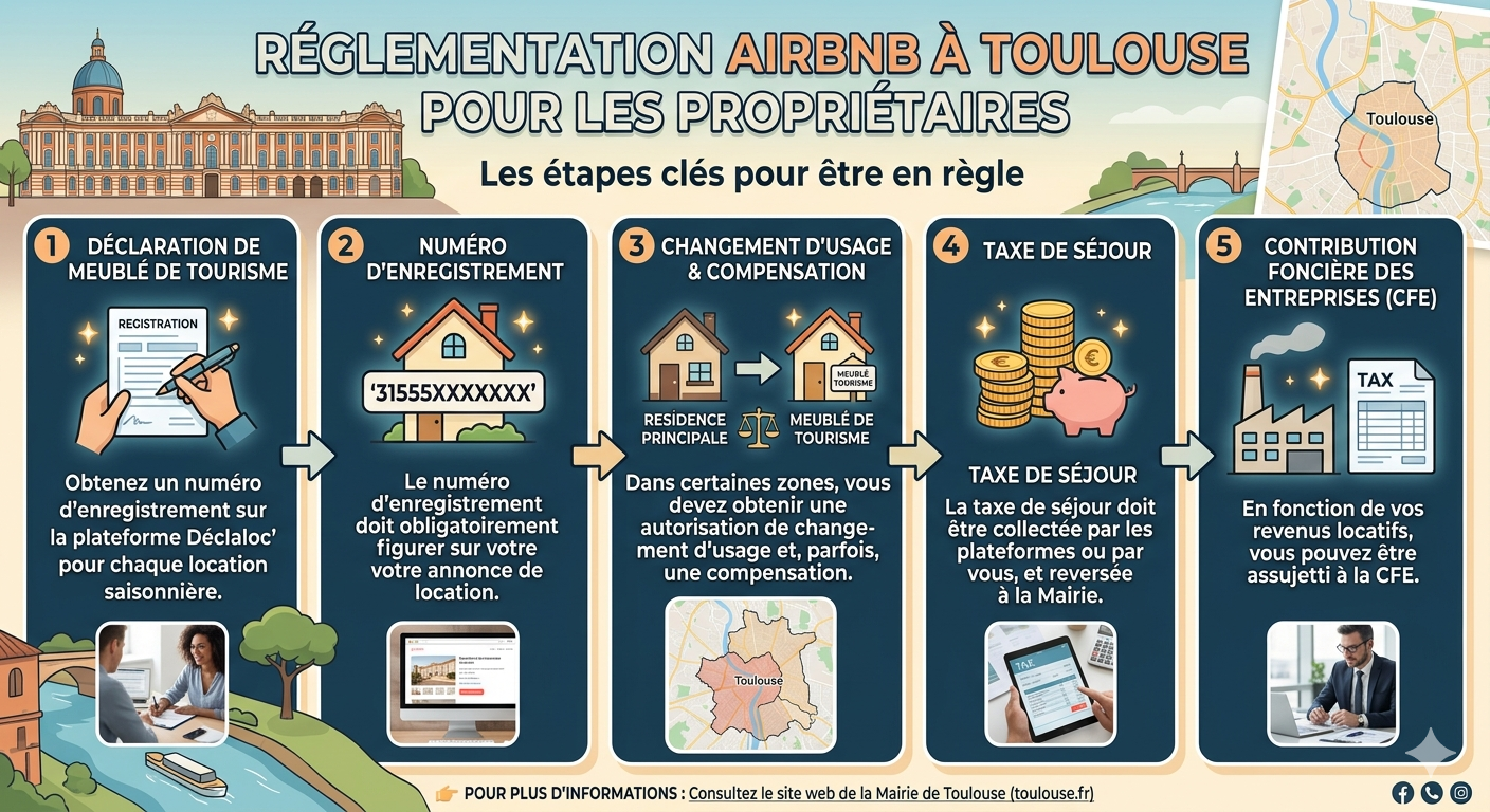 réglementation Airbnb Toulouse en 2026 pour les propriétaires
